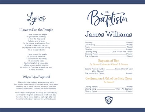 Lds Baptismal Program Template