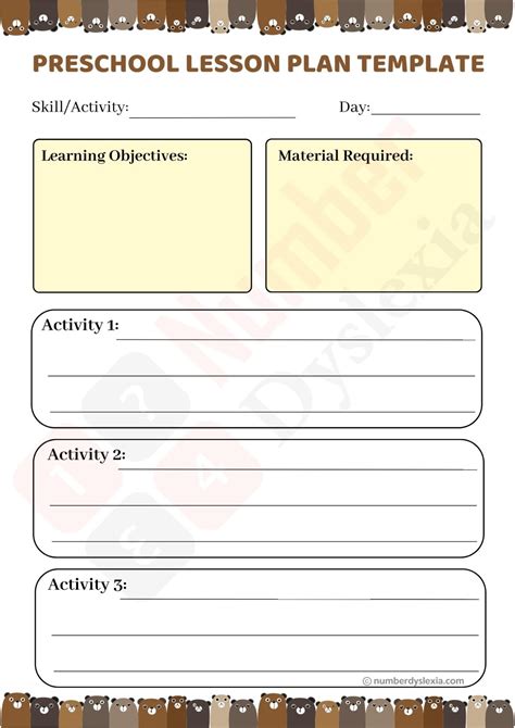 Lesson Plans Template For Preschool