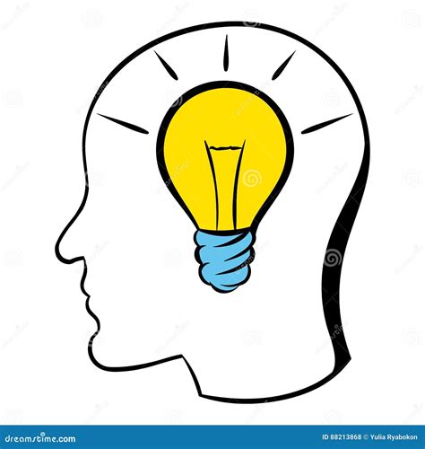 light bulb with head cartoon, Head with light bulb icon cartoon royalty free vector image