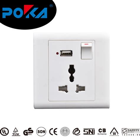 light switch and usb socket outlet, Electrician's equipment. light switch, socket, outlet stock photo