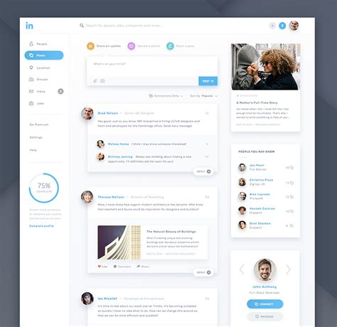linkedin homepage ui mobile app, Linkedin mobile app redesign by fusionagency on dribbble