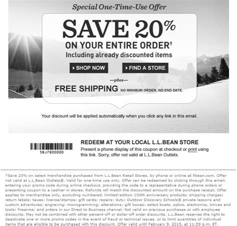 Ll Bean 25 Off In Catalog Code