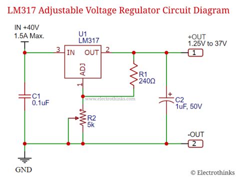 lm317t voltage regulator circuit diagram 