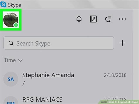 log out of skype, Log in and out of skype