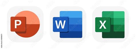 logo microsoft of word excel powerpoint, High resolution microsoft powerpoint, word & excel logos set. mobile