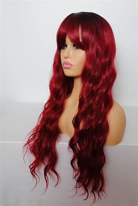 long curly red hair wig