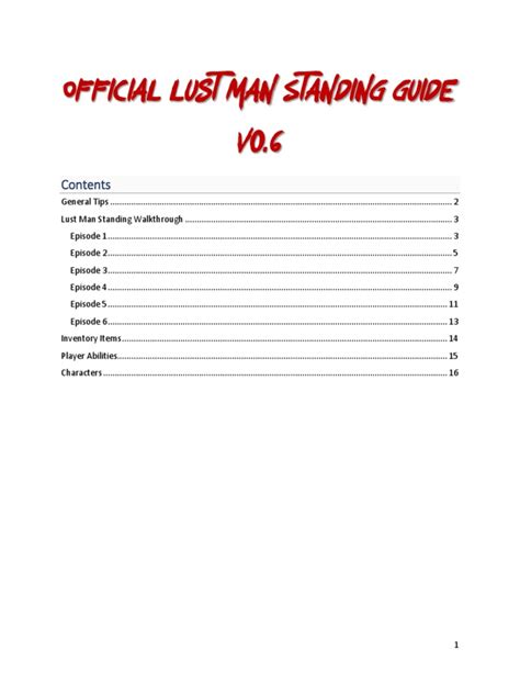 Lust Man Standing Walkthrough