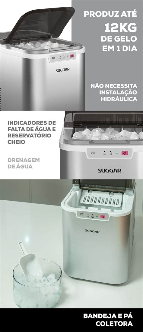 máquina de gelo suggar prata