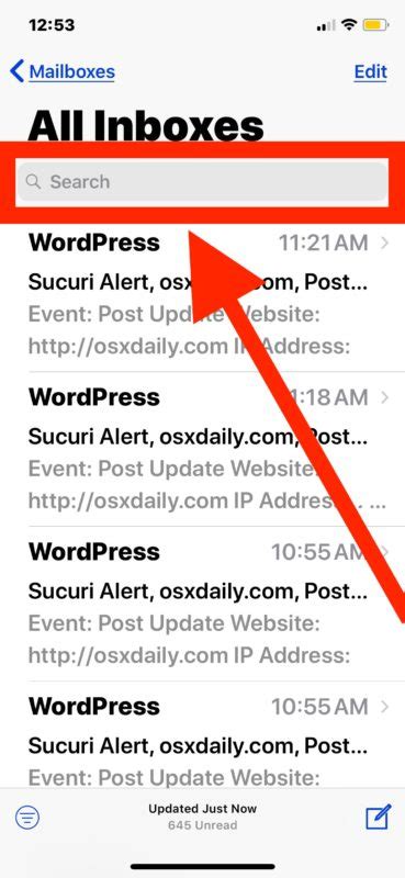 mail app search bar iphone, Mail app for iphone: sidebar