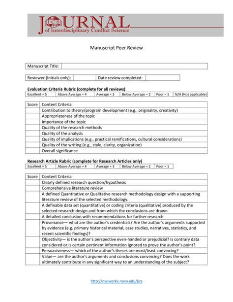 Manuscript Review Template