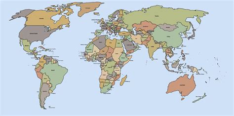 Map Of The World With Countries Printable