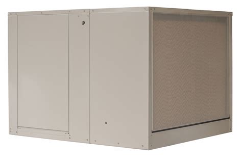 mastercool evaporative cooler models, An air conditioner mounted on the side of a wall with a ventilator. Evaporative mastercool swamp cfm coolers