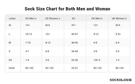 Men S Sock Size Chart