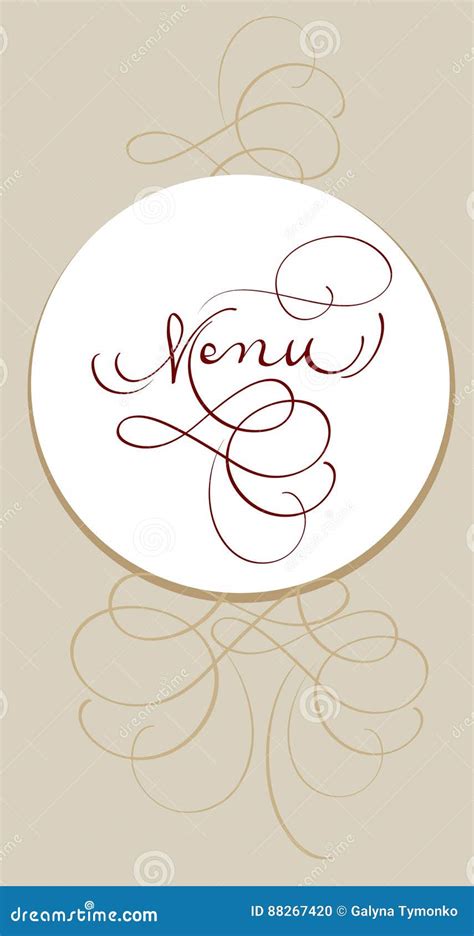 menu circle calligraphy, Vintage text menu in white circle for restaurant. calligraphy lettering