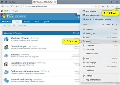 microsoft edge history browsing, View browsing history in microsoft edge in windows 10 tutorials