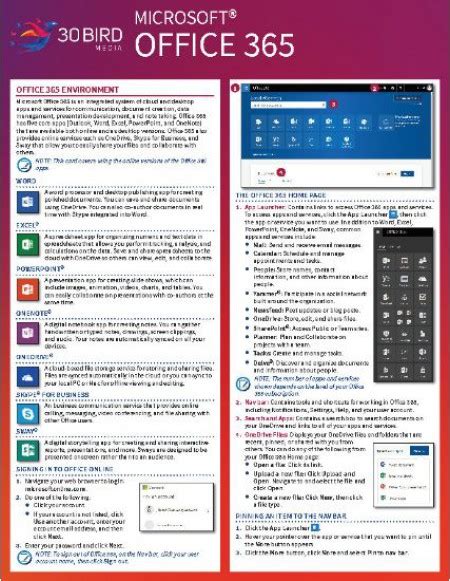 microsoft office 365 quick reference card, Office 365 quick reference card