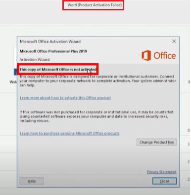 microsoft office activation failed 2019, Microsoft office is not activated