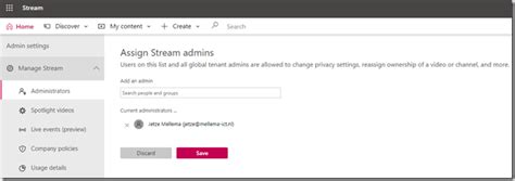 microsoft stream admin settings, Stream access settings in office 365 admin