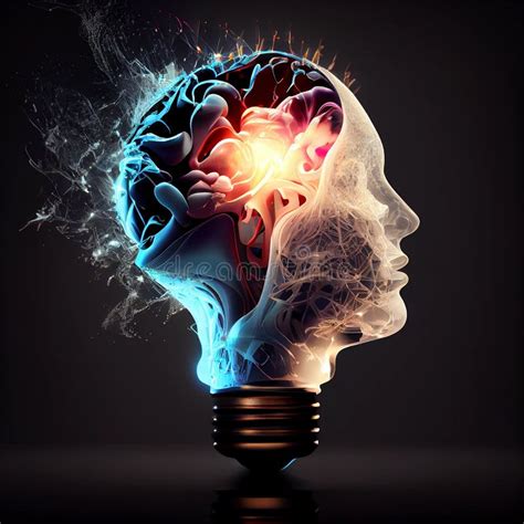 mind light bulb background, Brain with light bulb, colorful explosion, idea and vision concept