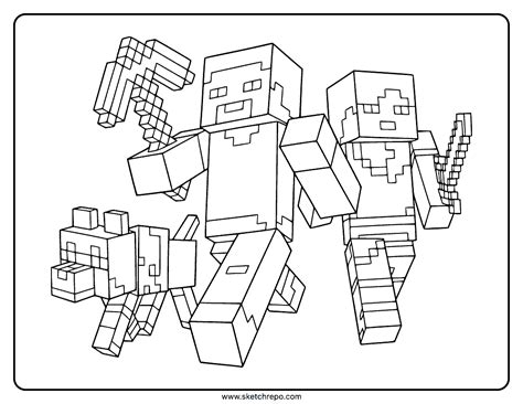 minecraft trees coloring page, 