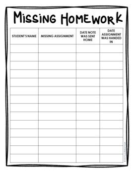 Missing Homework Template