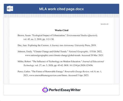 mla works cited page example, 17+ mla works cited example template