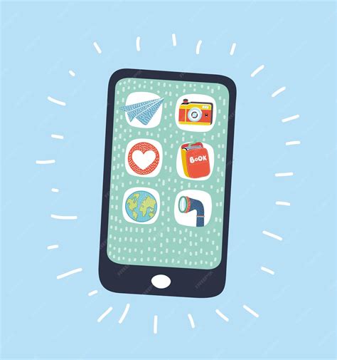 mobile devices app cartoon, Premium vector