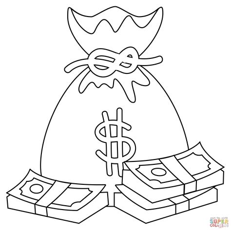 money bag coloring sheet, Money bag coloring page