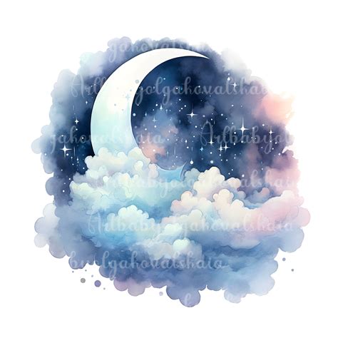 moon and clouds clip art, Moon with clouds png transparent clip art image