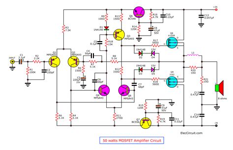 mosfet audio amplifier circuit diagrams 