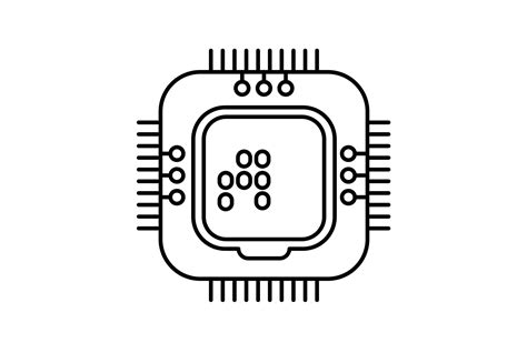 motor control processor icon, Processor generic outline color icon