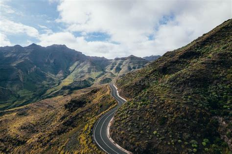 mountain with road in middle, Mountain landscape with the road in the middle stock image