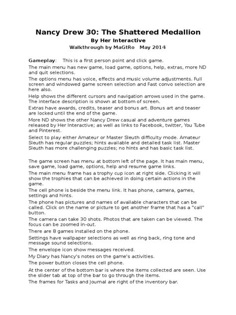 Nancy Drew 30 Walkthrough