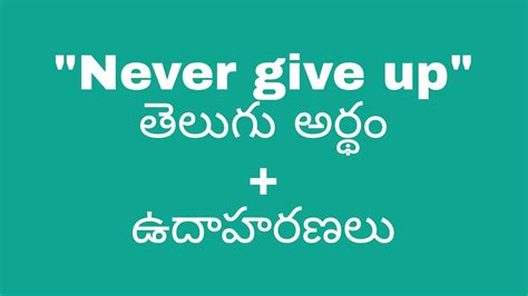 never give up meaning in kannada
