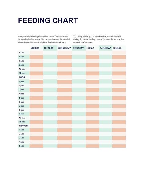 Newborn Feeding Schedule Chart