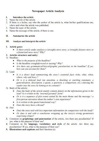 newspaper article analysis example pdf, Free 20+ article analysis samples, pdf, word. Analysis article newspaper sample example templates ms word pdf