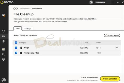 norton 360 cleanup tool, Norton clean, junk removal