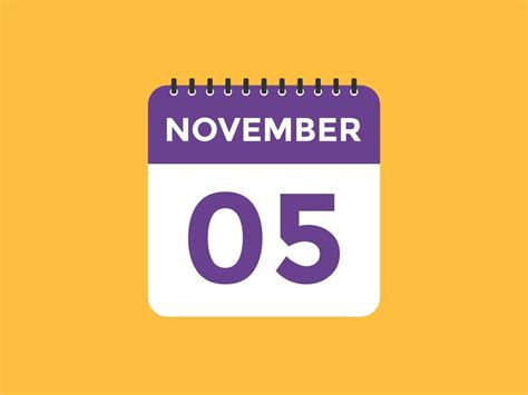 november 5th calendar template, November 5 calendar reminder. 5th november daily calendar icon template