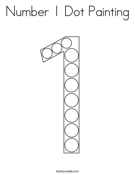 number 1 dot art, Number dot printables