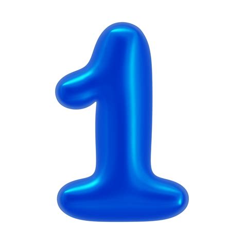 number 1 in 3d in colour blue, Premium psd