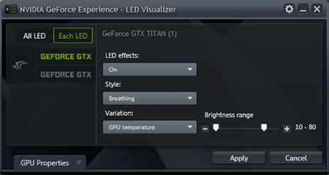 nvidia geforce gtx led visualizer, Geforce experience 的 geforce gtx led 顯示模組 (visualizer) 使用者指南