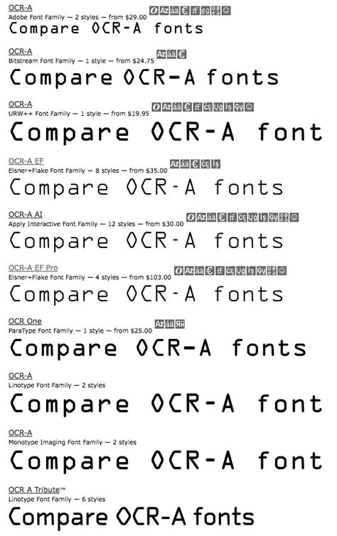 ocr font examples, Ocr fonts comparison choices. Ocr fonts