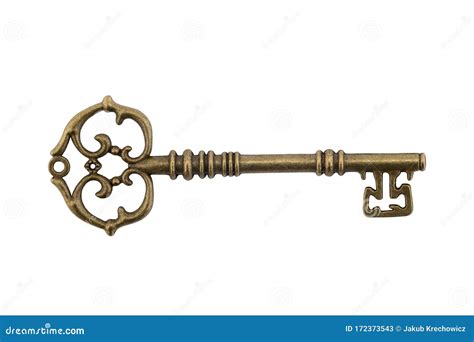 old-fashioned key image white background, Oldfashioned key on white background stock photo 1135989317