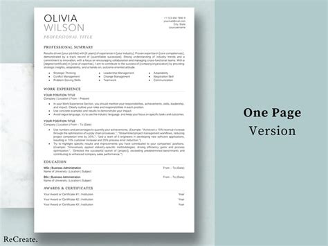 Olivia Wilson Resume Template