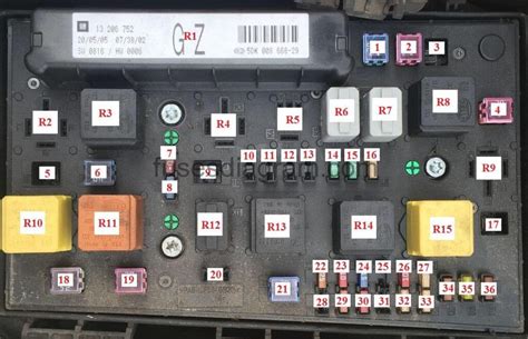 opel zafira fuse box layout 