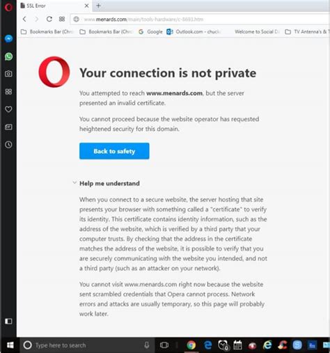opera browser your connection is not private, How to fix 