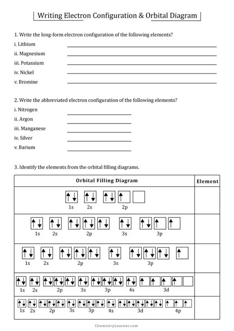 orbital diagram worksheet key 