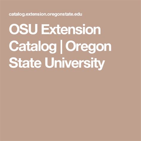 Oregon State Extension Catalog