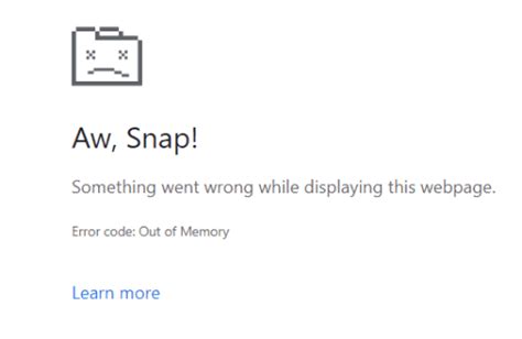 out of memory browser error, How to repair the chrome error code out of memory?