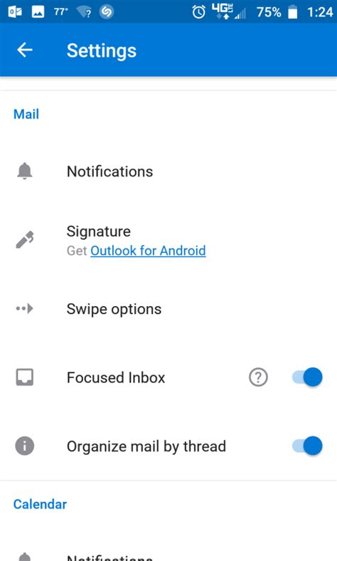 outlook app android settings, Outlook android configure mail what settings exclude transition animations screenshot office
